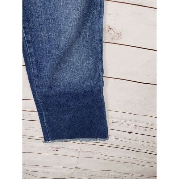 Express Jeans Women's Flare‎ Short Distressed Blue Jeans Size  9/10 - Picture 15 of 16